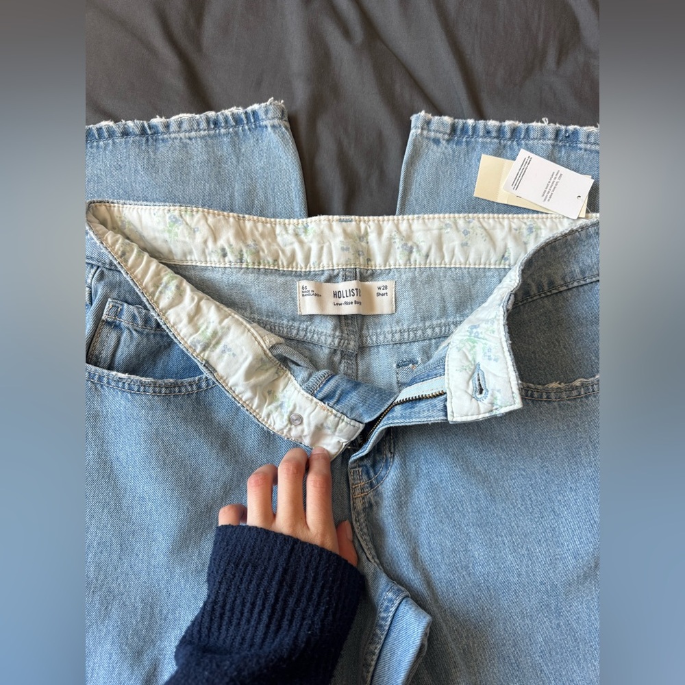 Hollister Light Blue Denim fold over pant - Picture 3 of 4